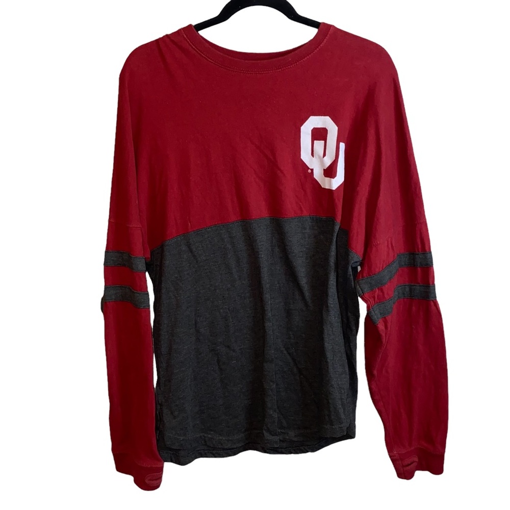 Pressbox OU Sooners Crimson & Black/Gray Long Sleeve Oversized Top